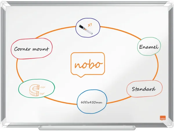 Nobo Premium Plus emaljeret whiteboard 60x45cm hvid